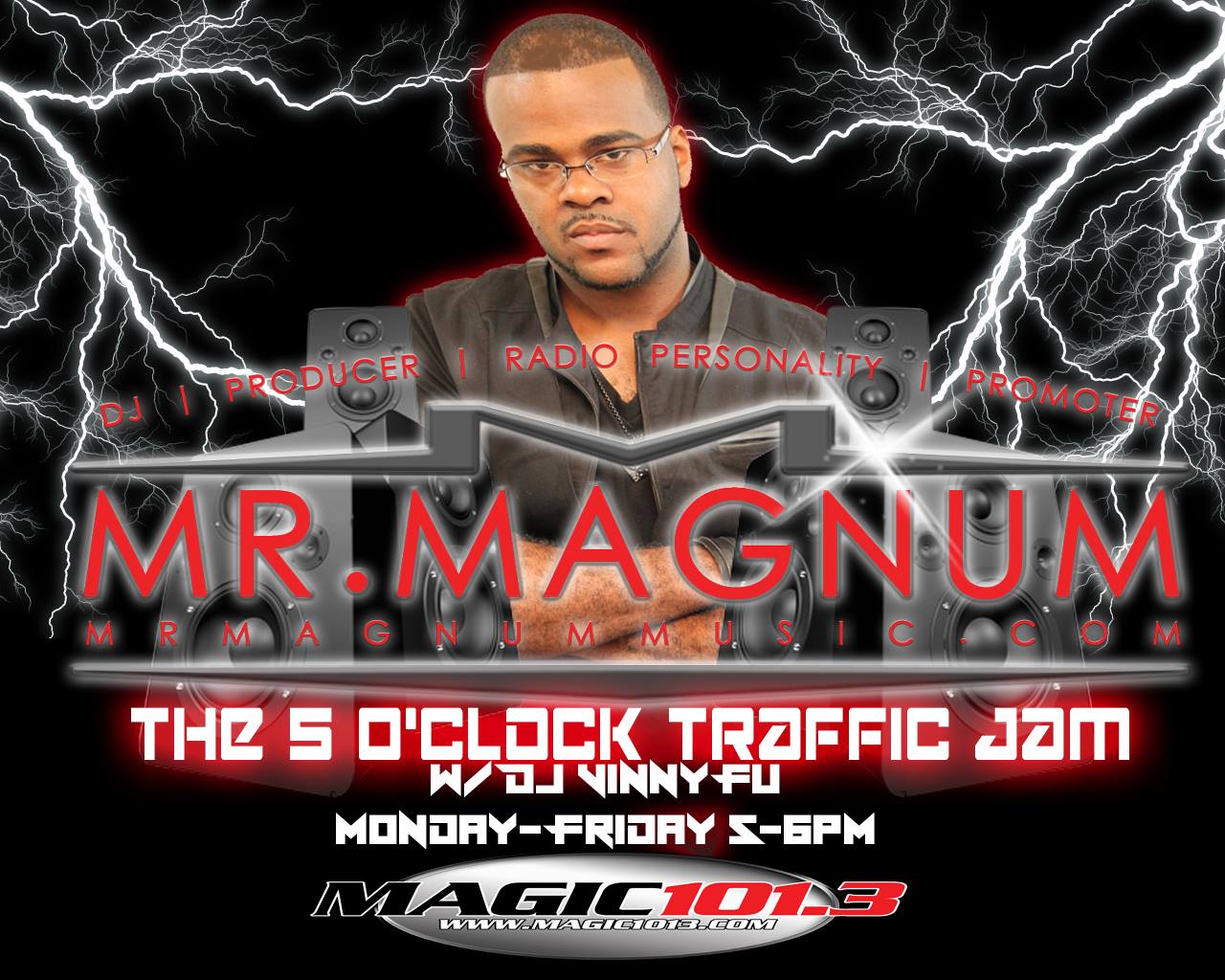 The 5 O'Clock Traffic Jam with Mr. Magnum on Magic 101.3 in Gainesville, FL, Live DJ Mix.