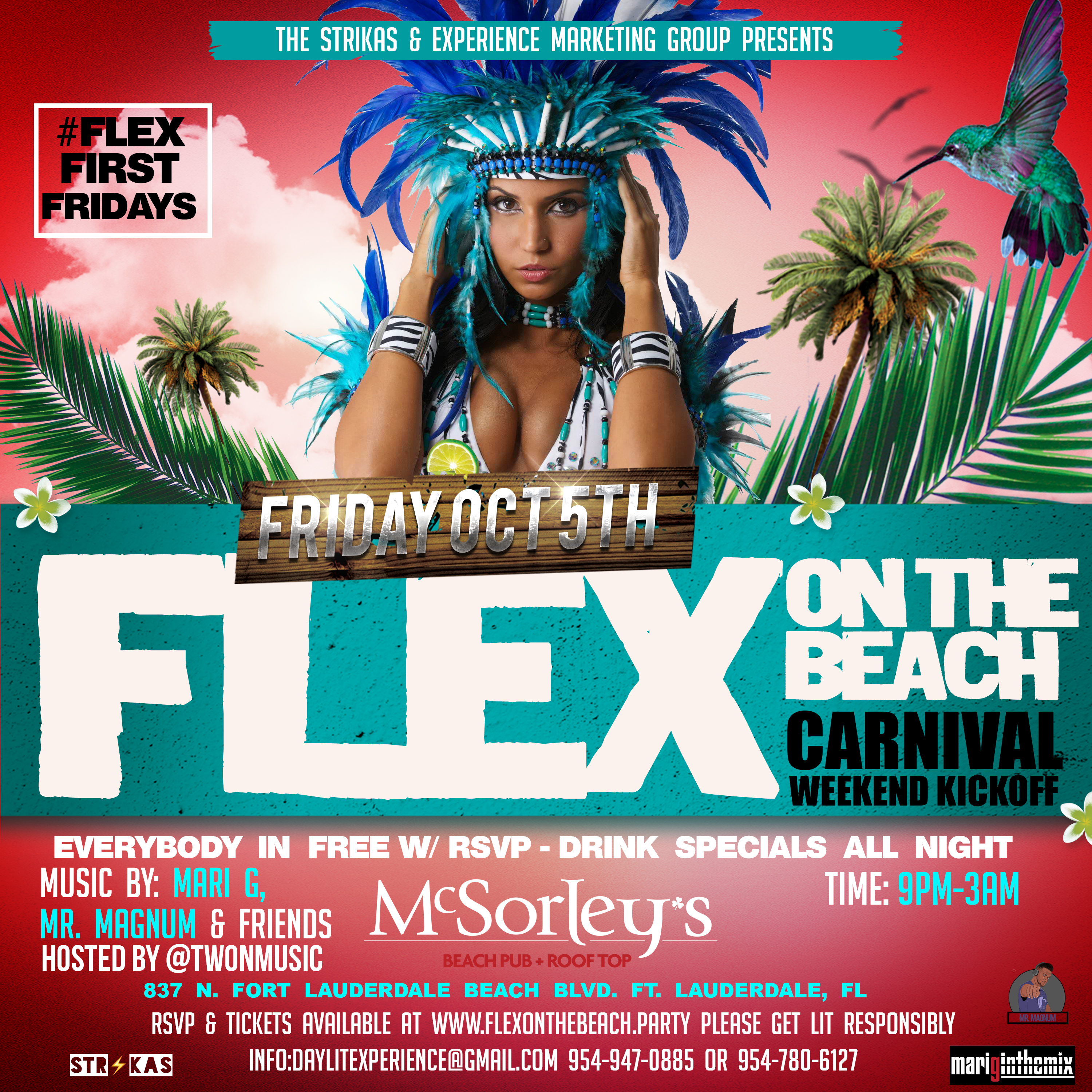 Flex On The Beach: Carnival Weekend Kickoff - First Fridays w/ Mari G & Mr. Magnum