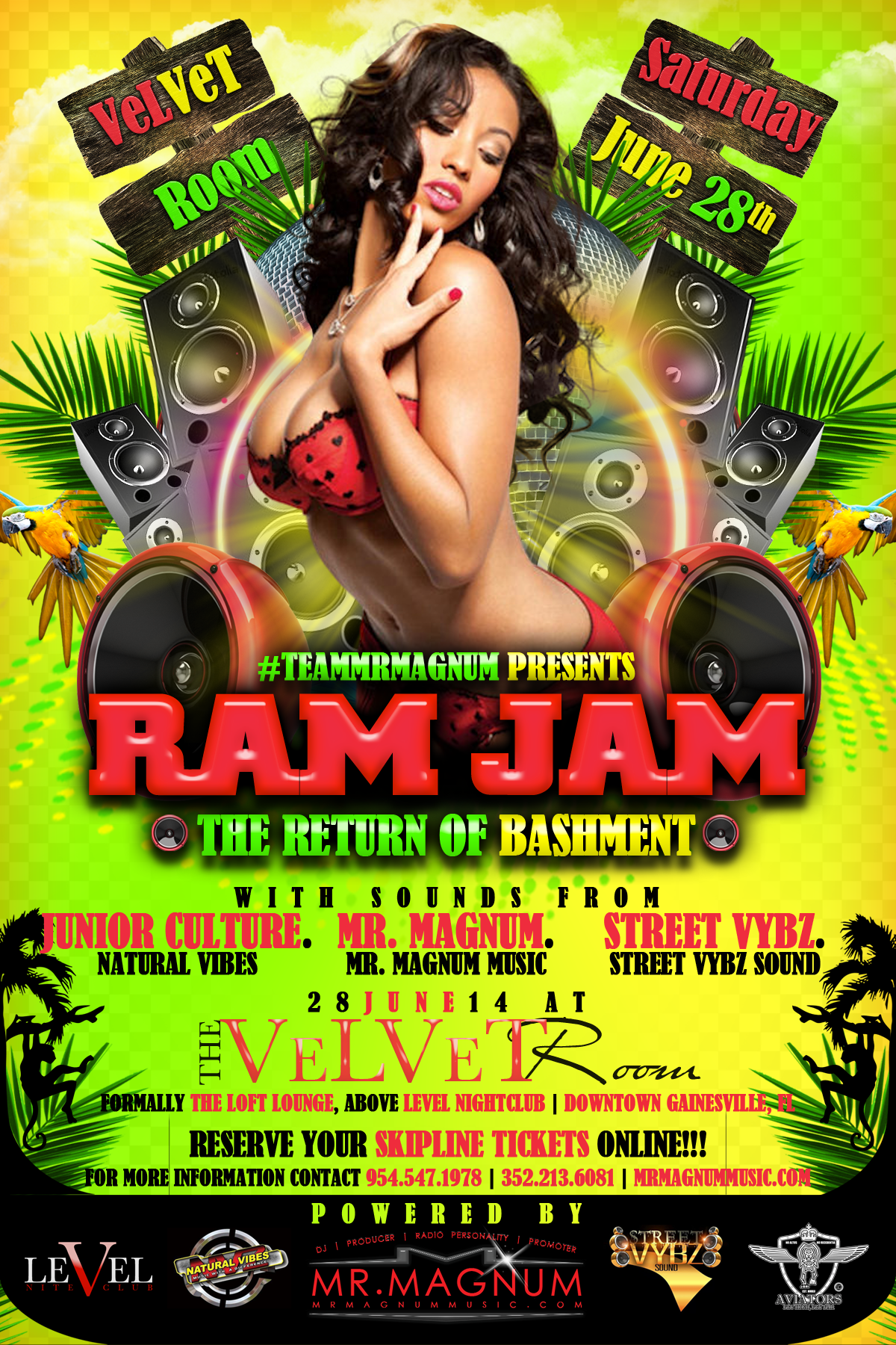 Junior Culture from Natural Vibes Sound, Mr. Magnum and Street Vybz Sound from Orlando Featured DJs at Ram Jam