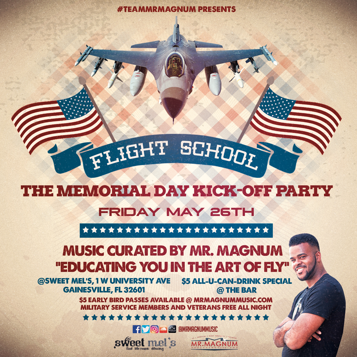 Flight School - Gainesville's Memorial Day Kickoff Party featuring your favourite DJ, Mr. Magnum from Magic 101.3